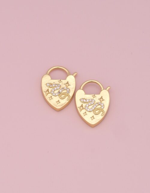18K Gold Filled Snake Clasps,Gold Heart Shaped Padlock Clasp,for DIY Jewelry