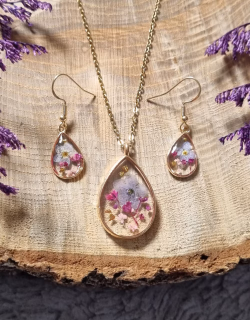Spring Passion Floral Resin Jewellery Set